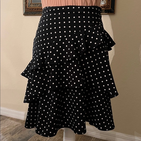 Ralph Lauren Black Polka Dot Ruffle Skirt - Picture 7 of 10